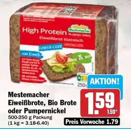 Hit Mestemacher Eiweißbrote, Bio Brote oder Pumpernickel Angebot