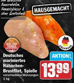 Hit Deutsches mariniertes Hähnchen- Brustfilet, Spieße Angebot