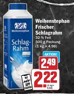 Hit Weihenstephan Frischer Schlagrahm Angebot