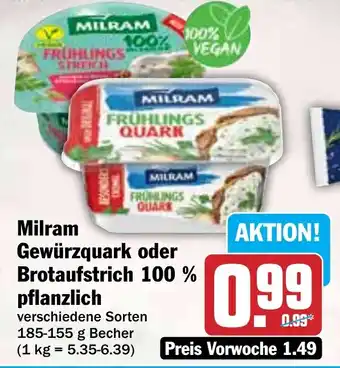 Hit Milram Gewürzquark oder Brotaufstrich 100 % pflanzlich Angebot