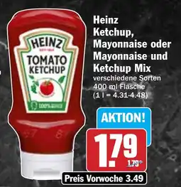 Hit Heinz Ketchup, Mayonnaise oder Mayonnaise und Ketchup Mix Angebot