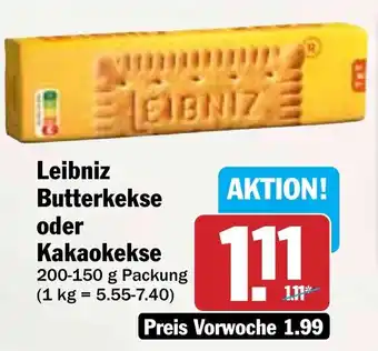 Hit Leibniz Butterkekse oder Kakaokekse Angebot