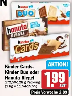 Hit Kinder Cards, Kinder Duo oder Hanuta Riegel Angebot