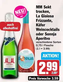 Hit MM Sekt trocken, La Gioiosa Frizzante, Käfer Weincocktails oder Sonnja Aperitvo Angebot