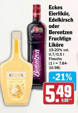 Hit Eckes Eierlikör, Edelkirsch oder Berentzen Fruchtige Liköre Angebot