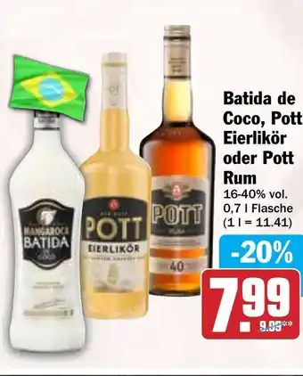 Hit Batida de Coco, Pott Eierlikör oder Pott Rum Angebot