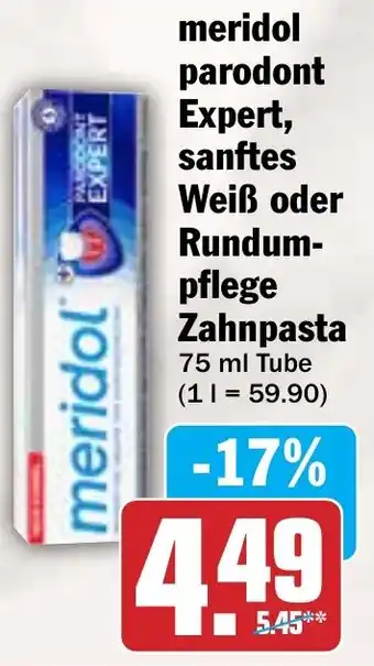 Hit meridol parodont Expert, sanftes Weiß oder Rundumpflege Zahnpasta Angebot