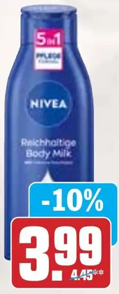 Hit Nivea Body Milk oder Body Lotion Angebot