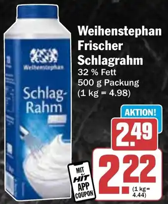 Hit Weihenstephan Frischer Schlagrahm Angebot