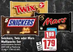 Hit Snickers, Twix oder Mars Multipacks 5er Angebot