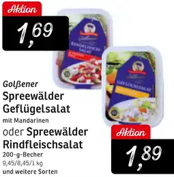 KONSUM Golẞener Spreewälder Geflügelsalat oder Spreewälder Rindfleischsalat Angebot