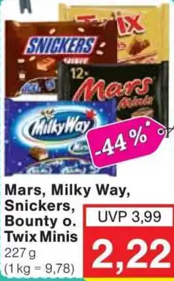 Jawoll Mars, Milky Way, Snickers, Bounty o. Twix Minis Angebot