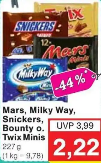 Jawoll Mars, Milky Way, Snickers, Bounty o. Twix Minis Angebot