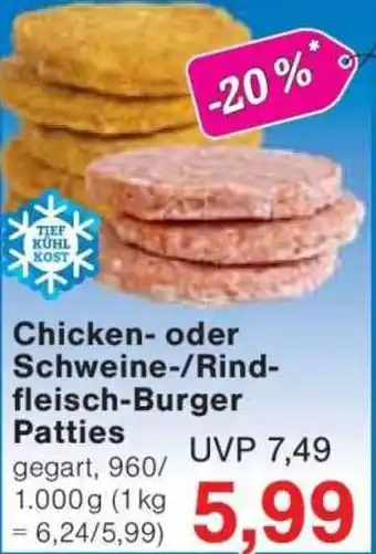 Jawoll Chicken oder Schweine-/Rindfleisch-Burger Patties Angebot