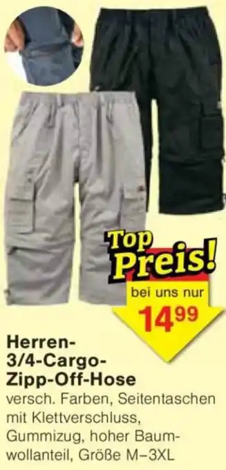 Jawoll Herren 3/4-Cargo Zipp-Off-Hose Angebot