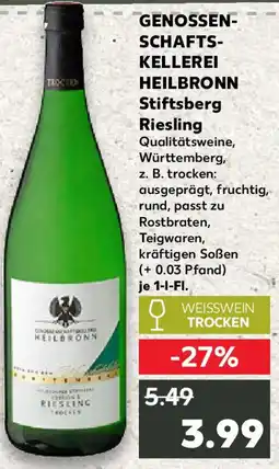 Kaufland GENOSSENSCHAFTSKELLEREI HEILBRONN Stiftsberg Riesling Angebot