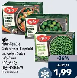 Aktiv Irma iglo Natur-Gemüse Gartenerbsen, Rosenkohl Angebot