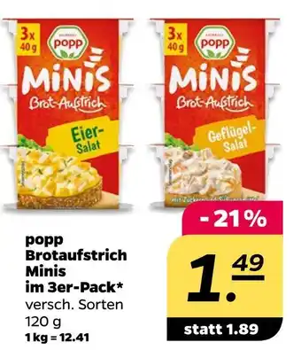 NETTO Popp brotaufstrich minis im 3er-pack Angebot