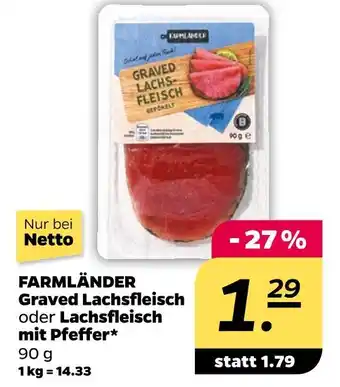 NETTO Farmländer graved lachsfleisch oder lachsfleisch mit pfeffer Angebot