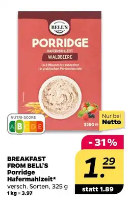 NETTO Bell's porridge hafermahlzeit Angebot