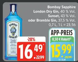 Edeka Bombay sapphire london dry gin oder bramble gin Angebot