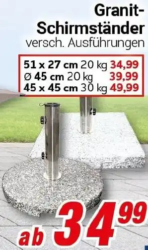 CENTERSHOP Granit Schirmständer Angebot