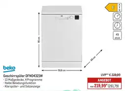 METRO beko Geschirrspüler DFN04321W Angebot