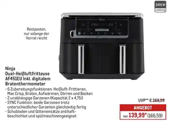 METRO Ninja Dual-Heißluftfritteuse AF451EU Inkl. digitalem Bratenthermometer Angebot