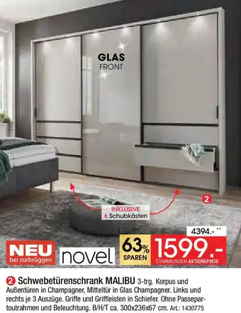 Zurbrüggen novel Schwebetürenschrank MALIBU 3-trg. Angebot