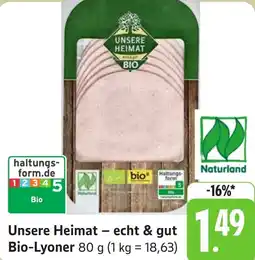 Gebauer's Unsere Heimat - echt & gut Bio-Lyoner Angebot