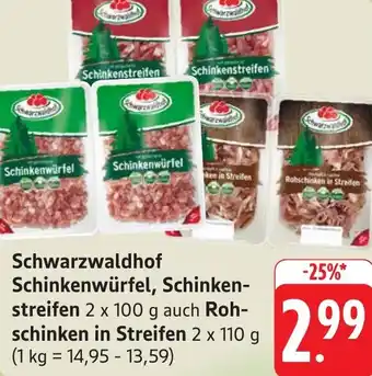 Gebauer's Schwarzwaldhof Schinkenwürfel, Schinkenstreifen auch Rohschinken in Streifen Angebot