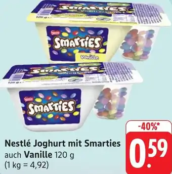 Gebauer's Nestlé Joghurt mit Smarties auch Vanille Angebot