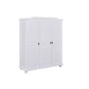Netto Marken-Discount Inter Link Bauernschrank Hedda 3 Türen aus Kiefer Massivholz weiss lackiert Angebot