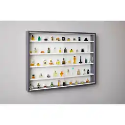 Netto Marken-Discount Inter Link Sammlervitrine Gewürzschrank Hängevitrine Wandregal Collecty - Grau/Weiss Angebot