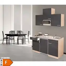 Netto Marken-Discount Respekta Küchenzeile KB150BGMIC 150 cm Grau-Buche Nachbildung Angebot