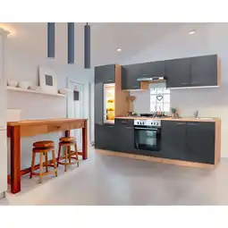 Netto Marken-Discount Respekta Küchenzeile KB270BGE 270 cm Grau-Buche Nachbildung Angebot