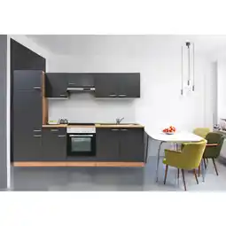 Netto Marken-Discount Respekta Küchenzeile KB270BGEC 270 cm Grau-Buche Nachbildung Angebot