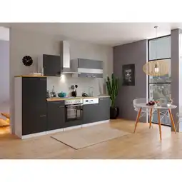 Netto Marken-Discount Respekta Küchenzeile KB280WS 280 cm Weiß - Schwarz Angebot