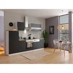 Netto Marken-Discount Respekta Küchenzeile KB280WSC 280 cm Weiß - Schwarz mit Glaskeramik Angebot
