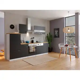 Netto Marken-Discount Respekta Küchenzeile KB280WSC 280 cm Weiß - Schwarz mit Glaskeramik Angebot