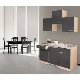 Netto Marken-Discount Respekta Küchenzeile KB150BG 150 cm Grau-Buche Nachbildung Angebot