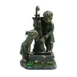 Netto Marken-Discount ATLANTA - Polyresin, Rustikale Dekoration Kinder am Brunnen Angebot