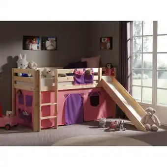 Netto Marken-Discount Vipack Spielbett Pino mit Rutsche und Textilset Bella, Kiefer massiv natur lackiert Angebot