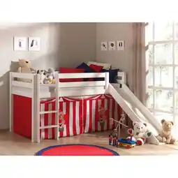 Netto Marken-Discount Vipack Spielbett Pino mit Rutsche und Textilset Zirkus, Kiefer massiv weiss lackiert Angebot