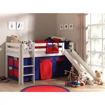 Netto Marken-Discount Vipack Spielbett Pino mit Rutsche und Textilset Domino, Kiefer massiv weiß lackiert Angebot