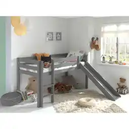 Netto Marken-Discount Vipack Spielbett Pino mit Rutsche, Kiefer massiv grau lackiert Angebot