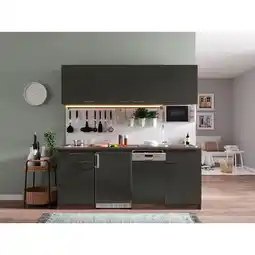 Netto Marken-Discount Respekta Küchenzeile KB195EYGMIC 195 cm Grau-Eiche York Nachbildung Angebot