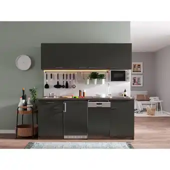 Netto Marken-Discount Respekta Küchenzeile KB195EYGMIC 195 cm Grau-Eiche York Nachbildung Angebot