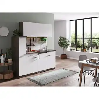 Netto Marken-Discount Respekta Küchenzeile KB180EYWC 180 cm Weiß-Eiche York Nachbildung Angebot