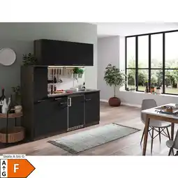 Netto Marken-Discount Respekta Küchenzeile KB180EYSC 180 cm Schwarz-Eiche York Nachbildung Angebot